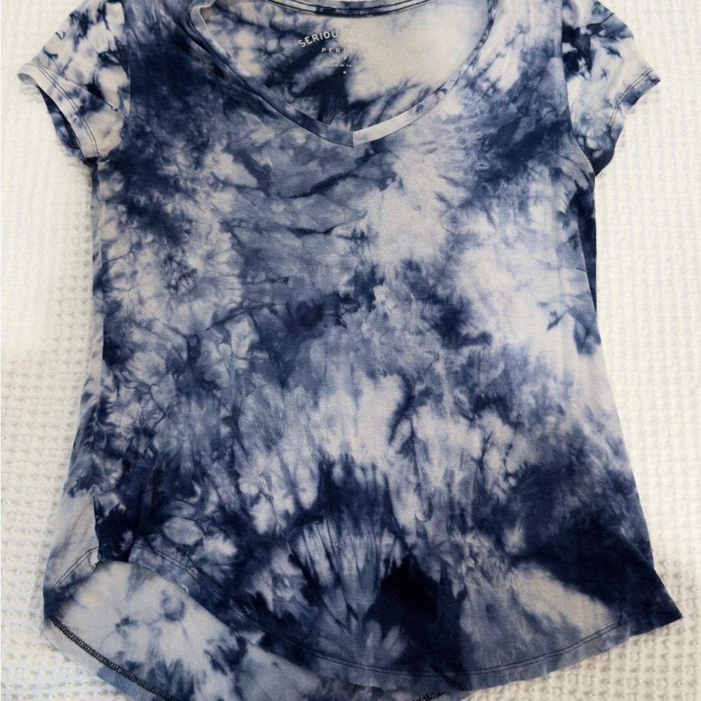 Serious Blue Tie-Dye V-Neck Tee
